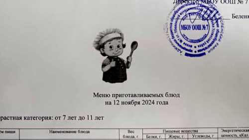 Меню 12–18 лет, 12 ноября 2024 года