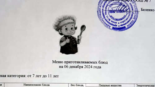 Меню 12–18 лет, 6 декабря 2024 года