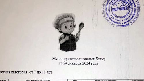 Меню 12–18 лет, 24 декабря 2024 года